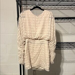 House of Harlow 1960 Beige Patterned Long Sleeve Dress